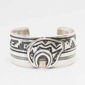 Thomas Singer bear detail sterling silver cuff bracelet
